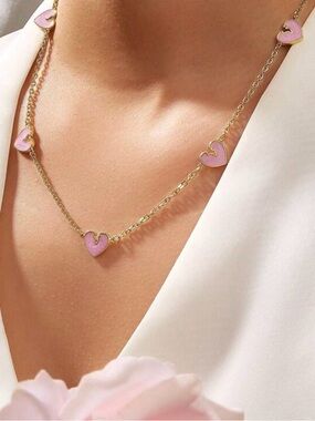 “Heartbroken” Heartsick Heartsore Broken Pink Heart Anti-Valentine’s Necklace